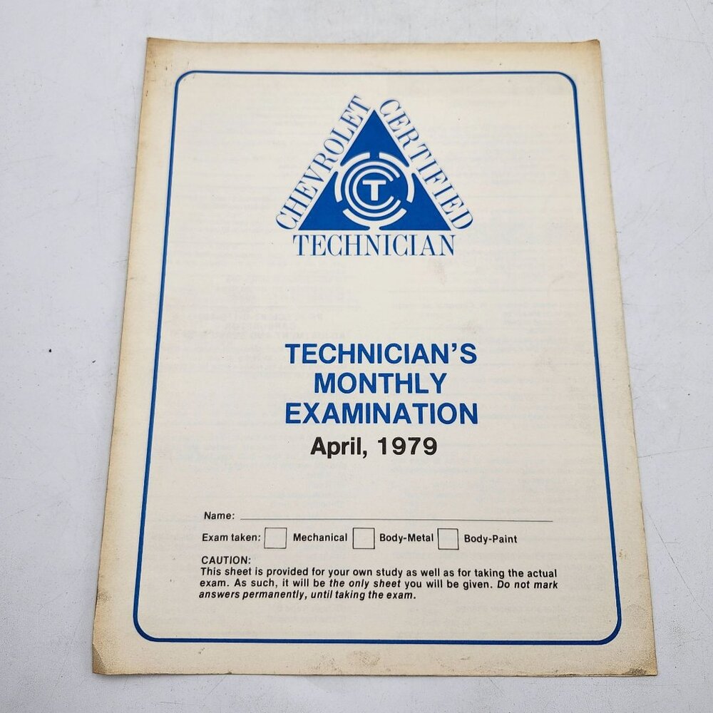 Chevrolet Certified Technician Monthly Examination Booklet April 1979